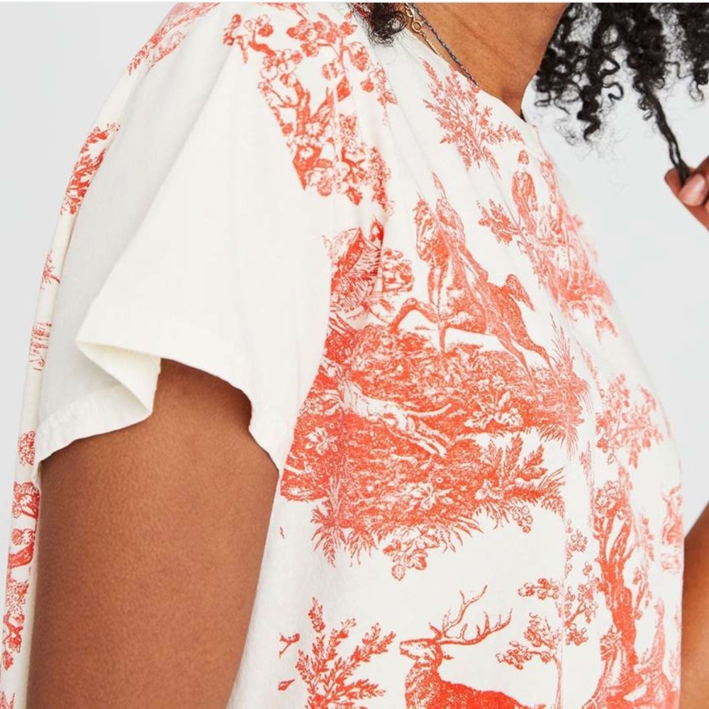 Clare V Classic Tee, St. Calais Bright Poppy, Size S